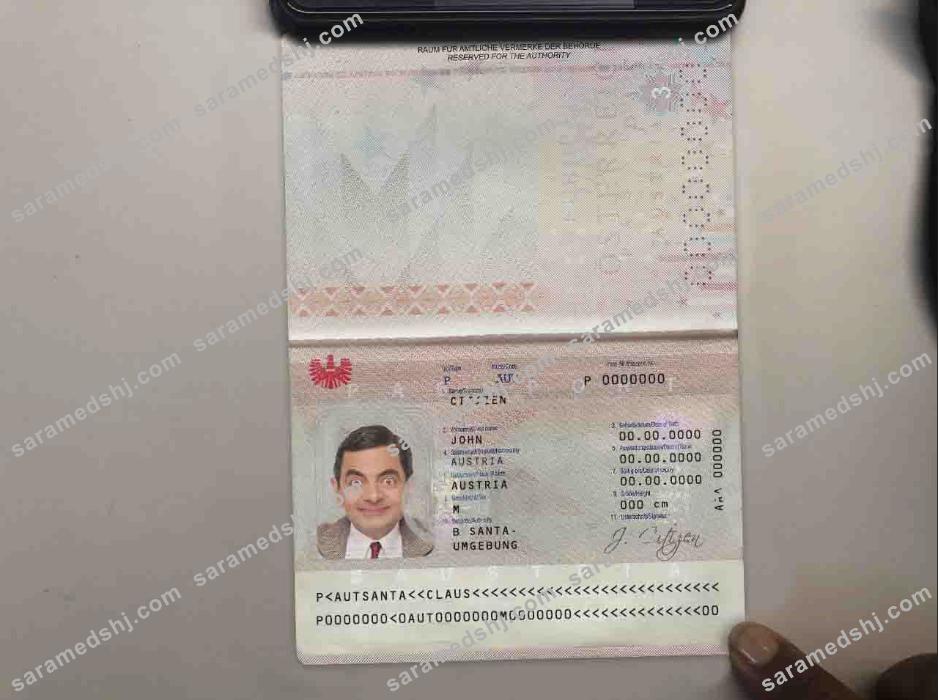 Austria passport template in PSD format (+ editable PSD photo look)